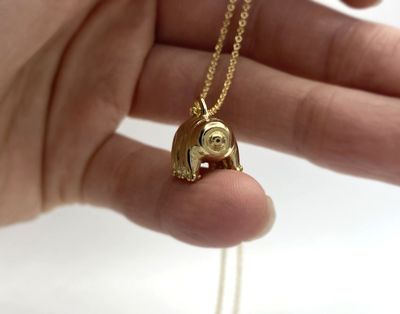 Alternate image for Bronze Tardigrade Necklace on 14k Gold Filled Chain