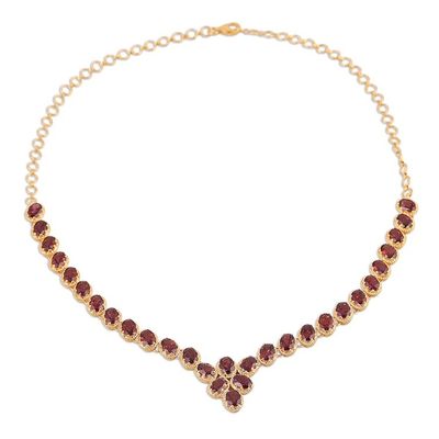 Alternate image for Gold Vermeil Garnet Link Necklace Handcrafted in India Cherry Garland