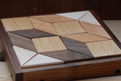 Alternate image for Small Wooden Quilters Puzzle for Home and Office  Solid Hardwood Puzzle