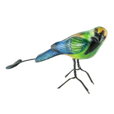 Alternate image for Hand Painted Ceramic Motmot Sculpture Turquoise-Browed Motmot