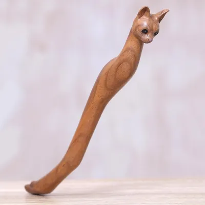 Primary image for Cat Paw Wood Back Scratcher Hand Carved in Bali Kitty Comfort in Natural