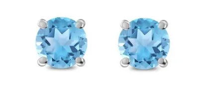 Alternate image for Sterling Silver Blue Topaz Stud Earrings