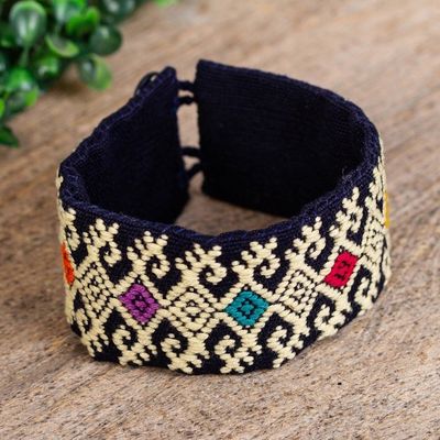 Alternate image for Ochre Geometric Cotton Wristband Bracelet from Mexico Geometric Days