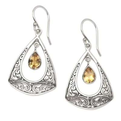 Alternate image for Citrine and Sterling Silver Dangle Earrings Lovely Temple