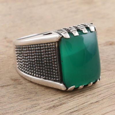 Alternate image for Mens Green Onyx Cocktail Ring Green Strength