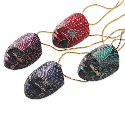 Alternate image for Hand Carved Wadang Wood Panang Warrior Ornaments Set of 4 Parang Warriors set of 4