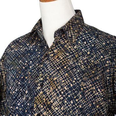 Alternate image for Hand Dyed Batik Short Sleeve Shirt for Men from Bali Night Starfield