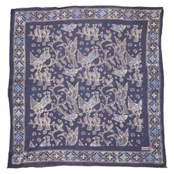 Image for Hand Dyed Batik Bandana, 100% Soft Cotton, Bird Song, Gray, Grey, Blue