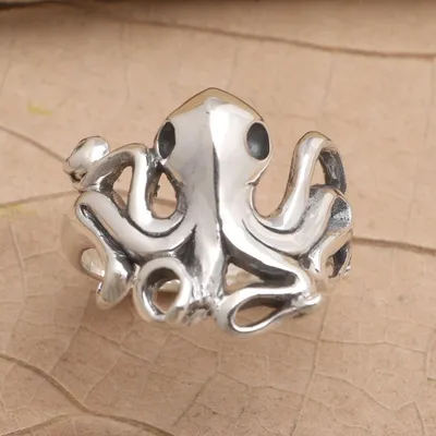 Primary image for Hand Made Sterling Silver Octopus Ring Octopus Friend