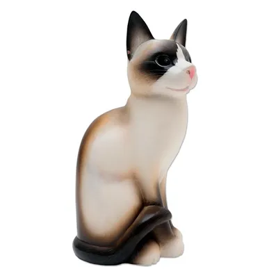 Alternate image for Realistic Hand Painted Wood Cat Statuette Elegant Cat