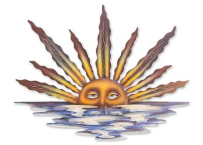 Alternate image for Artisan Crafted Mexican Sun and Moon Steel Wall Art Sunset in Sayulita