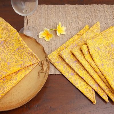 Alternate image for Tropical Leafy 6-Piece Lemon Yellow 100 Cotton Napkin Set Lemon Banquet