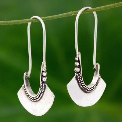 Alternate image for Womens Sterling Silver Hoop Earrings Hollow Bell