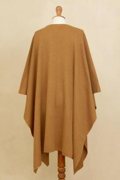 Alternate image for Knit Alpaca Blend Ruana in Sunrise from Peru Elegant Fashion in Sunrise