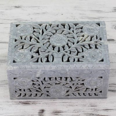 Alternate image for Jali Soapstone Jewelry Box White Roses
