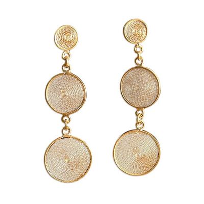 Alternate image for Gold Plated Earrings 21k on 925 Silver Filigree Starlit Suns