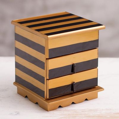Alternate image for Reverse-Painted Glass Jewelry Chest in Gold and Black Modern Gleam