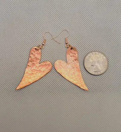 Alternate image for Copper teardrop heart earrings
