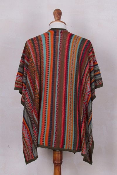 Alternate image for Multi-Color Striped Knit Layering Ruana Desert Strata
