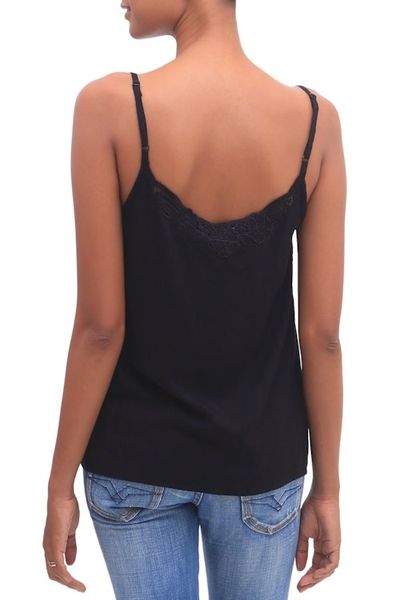 Alternate image for Floral Embroidered Rayon Tank Top in Onyx from Bali Onyx Kerawang