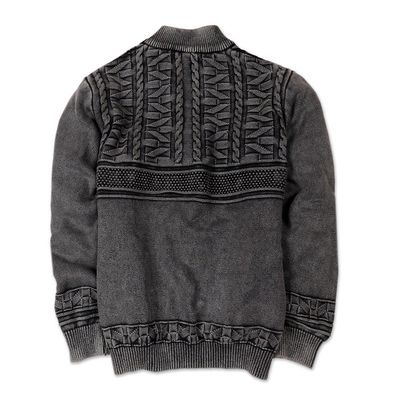 Alternate image for Mens Stone Washed Cotton Pullover Sweater Stylish in Charcoal