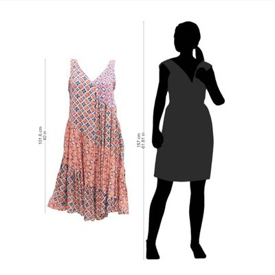 Alternate image for Chili and Azure Printed Rayon Knee-Length Sundress from Bali Kelud Crisscross