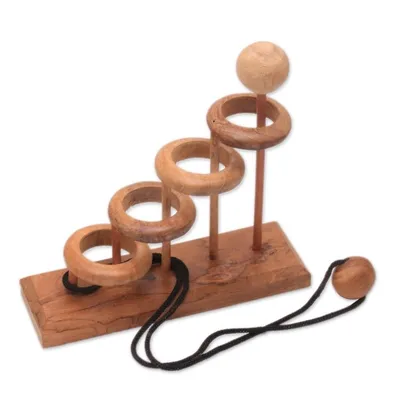 Alternate image for Artisan Crafted Teak Wood Desktop Puzzle Game from Java Magic Knot