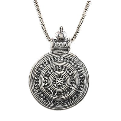 Alternate image for Sterling Silver Medallion Pendant Necklace Bold Medallion