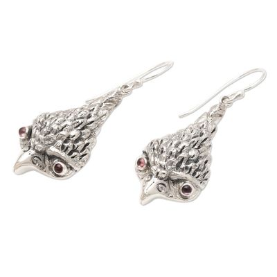 Alternate image for Amethyst and Sterling Silver Owl Dangle Earrings All Knowing