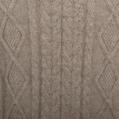 Alternate image for Mens Mushroom Brown 100 Alpaca Cable Knit Pullover Sweater Mushroom Brown Geometry