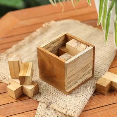 Primary image for Artisan Crafted Upcycled Teak Wood Puzzle from Java Magic Box
