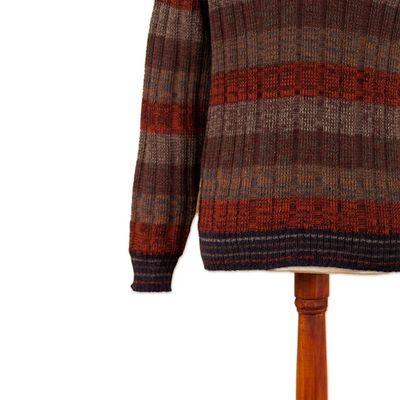 Alternate image for Mens Zippered 100 Alpaca Sweater in Nasturtium Hues Nasturtium Traveler