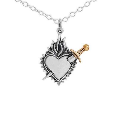 Primary image for Flaming Heart and Sword Necklace