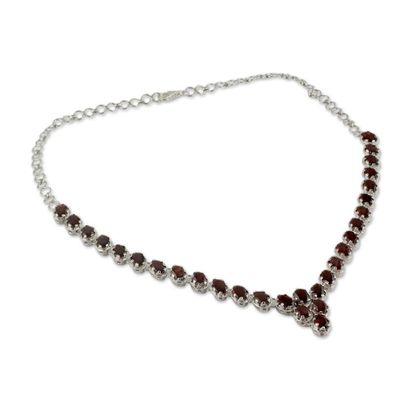 Alternate image for Fair Trade Garnet Choker Necklace Sterling Silver Love Cascading Crimson