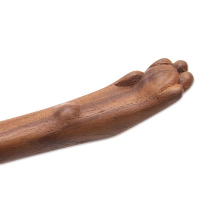 Alternate image for Cat Paw Wood Back Scratcher Hand Carved in Bali Kitty Comfort in Natural