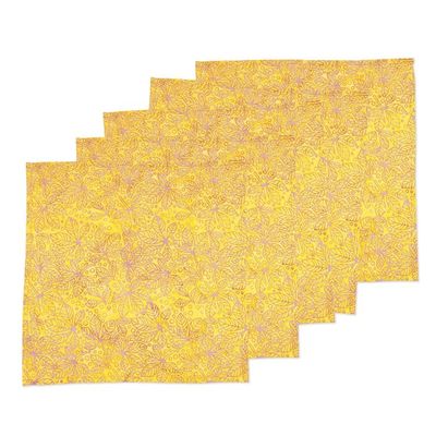 Alternate image for Tropical Leafy 6-Piece Lemon Yellow 100 Cotton Napkin Set Lemon Banquet