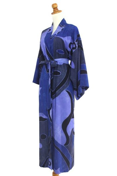 Alternate image for Indonesian Batik Patterned Robe Through the Seas