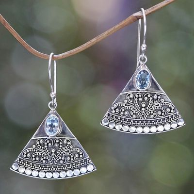 Primary image for Indonesian Earrings with Blue Topaz Kintamani