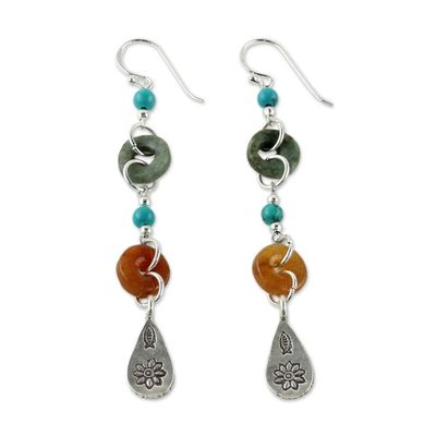 Alternate image for Beaded Dangle Earrings with Jade and Hill Tribe Silver Hill Tribe Adventure