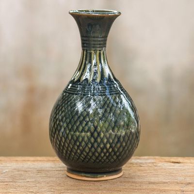 Alternate image for Hand Made Celadon Ceramic Vase from Thailand Glamorous Celebration