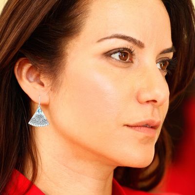 Alternate image for Indonesian Earrings with Blue Topaz Kintamani