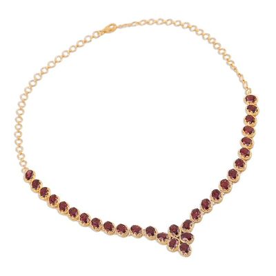 Alternate image for Gold Vermeil Garnet Link Necklace Handcrafted in India Cherry Garland