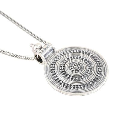 Alternate image for Sterling Silver Medallion Pendant Necklace Bold Medallion