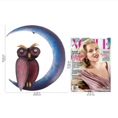 Alternate image for Handcrafted Steel Owl and Moon Wall Sculpture from Mexico Owl on the Moon