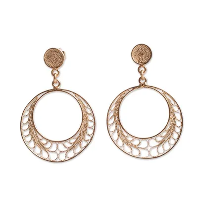 Alternate image for Gold Plated Filigree Earrings Handcrafted in Peru Tondero Dancer