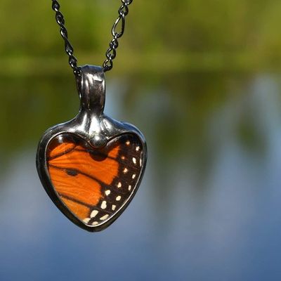 Alternate image for Butterfly Wing Heart Necklace for Women