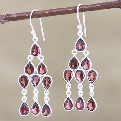 Alternate image for Sterling Silver and Garnet Chandelier Earrings Garnet Cascade